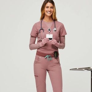 Figs mineral mauve limited edition, small catrina top, high waisted yola pant rg